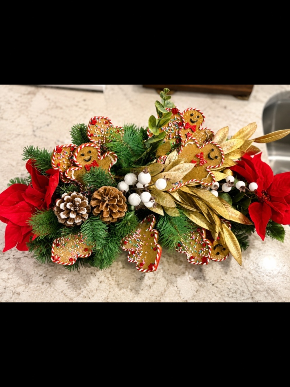 Handmade Gingerbread Christmas Floral Centerpiece